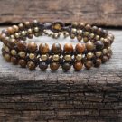 Triple Tiger Eye Brass Row Bracelet