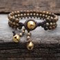 Triple Tiger Eye Brass Row Bracelet