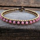 Rose Quartz Round Woven Brass