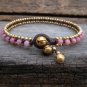 Rose Quartz Round Woven Brass