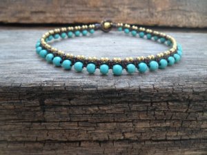 Turquoise Blue Round Anklet