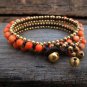 2 Wrap Orange Coral Bracelet