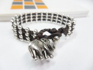 Silver Beaded Elephant Bracelet