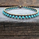 Brass Round Turquoise Woven Bracelet