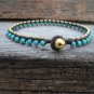 Brass Round Turquoise Woven Bracelet