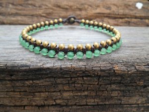 Jade Woven Brass Anklet
