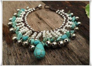 Turquoise Silver Bell Indy Bracelet
