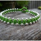 Silver Beads Green Bracelet