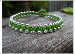 Silver Beads Green Bracelet
