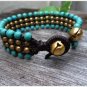 Hippie Brass Row Turquoise Bracelet