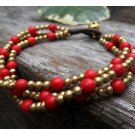 Twist   Coral  Brass Bracelet