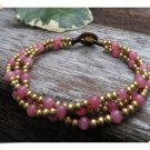 Twist   Rose Quartz  Brass Bracelet