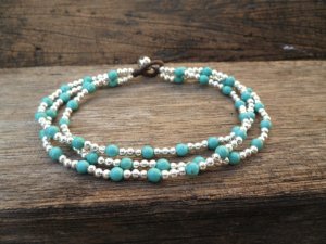 Twist Turquoise  Silver  Bracelet