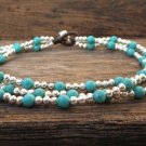Twist Turquoise  Silver  Anklet