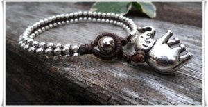 Elephant Silver Bead Woven Bracelet