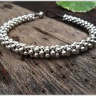Silver Beaded Woven Anklet