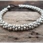 Silver Beaded Woven Anklet