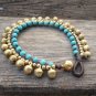 Turquoise Brass Bell Bracelet