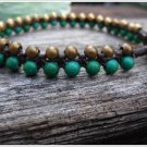 Green Stone Brass Bead Bracelet