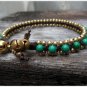Green Stone Brass Bead Bracelet