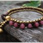 Rose Quartz Brass Bead Bracelet
