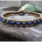 Lapis Brass Bead Bracelet