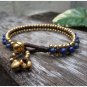 Lapis Brass Bead Bracelet