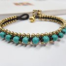 Turquoise  Brass  Bead Bracelet