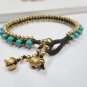 Turquoise  Brass  Bead Bracelet