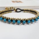 Blue Howlite   Brass  Bead Bracelet