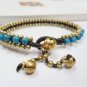 Blue Howlite Brass Bead Bracelet