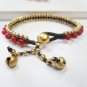 Red Jade Brass Bead Bracelet