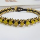 Yellow  Jade  Brass Bead Bracelet