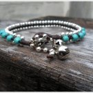 Turquoise  Silver  Bead Bracelet