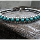 Turquoise  Silver  Bead  Anklet