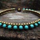 Turquoise  Brass  Bead  Anklet