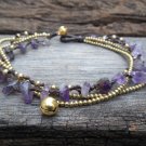 Ametyst  Brass  Bead  Chain Anklet