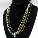 Turquoise  Brass  Bead  Chain Necklace