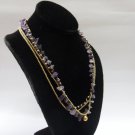 Ametyst  Brass  Bead  Chain Necklace