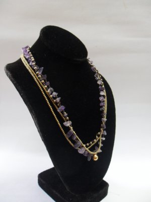Ametyst  Brass  Bead  Chain Necklace