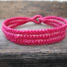 Three Line Dark Pink Wax Cord Bracelet