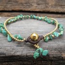 Turquoise  Brass  Bead  Chain Anklet
