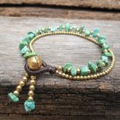 Turquoise  Brass  Bead  Chain  Bracelet