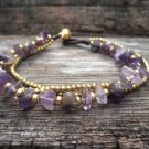 3 Chain Ametyst  Brass  Bead  Chain Bracelet