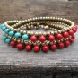2 Wrap Turquoise Coral Bracelet
