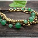Round Jade  Brass  Bead  Chain Bracelet