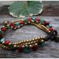 Coral  Turquoise  Brass  Bead  Chain Bracelet