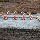 Coral Brass Flower Anklet