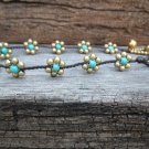 Turquoise  Brass Flower Anklet
