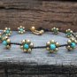 Turquoise  Brass Flower Anklet